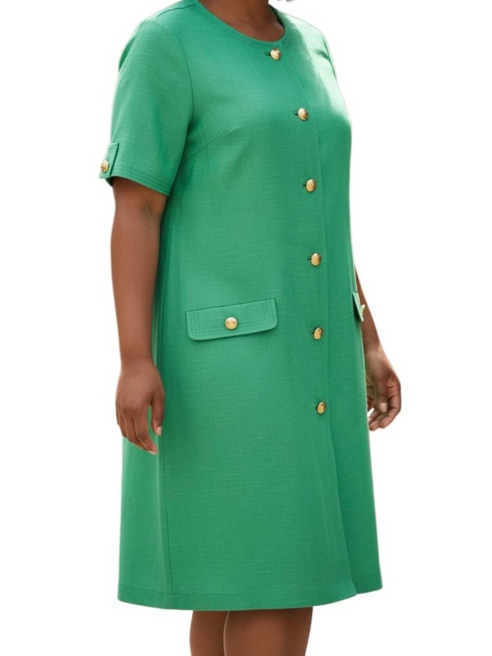 Vintage Linen Designer Green Dress Size 16 Silk Lining William Pearson Luxury